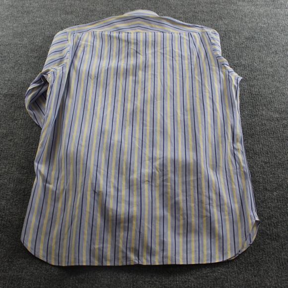 Turnbull Asser Shirt Men 17 43 Stripe French Cuff Button Up Blue Yellow Business - Picture 3 of 7